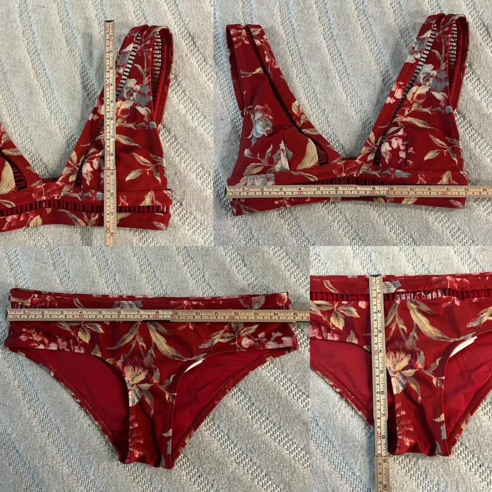 NWT Zimmermann Red Floral Swimsuit Bikini Top and Bottom Set - Size 2; US 6-8 - Picture 11 of 12